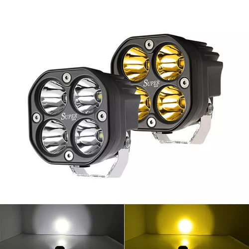 1бр. квадратен LED халоген 3" 40W 12V-24V бяла и жълта светлина