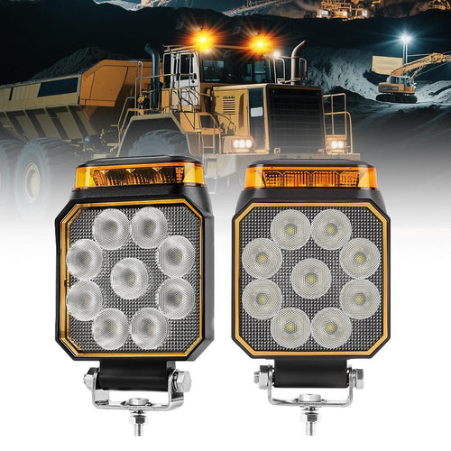 1бр LED халоген 14W бяла светлина + аварийна блиц светлина 12V/24V