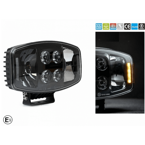 1бр LED правоъгълен фар 247мм 90W 12V/24V, бяла + жълта светлина