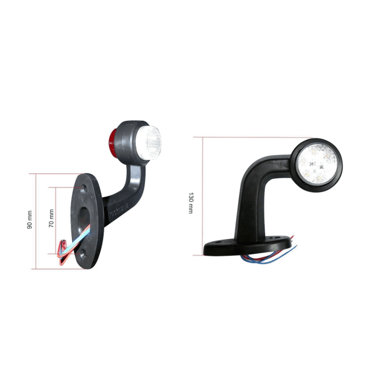 2 броя LED Диодни Странични Рогчета, Маркери, Габарити, Светлини За Камион, Тир, Ремарке, Платформа 12V-24V Бяло-Червено