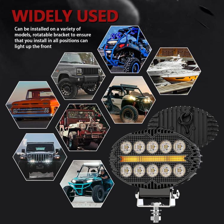 Универсална мощна LED ЛЕД диодна лампа халоген фар с бяла светлина и DRL жълта светлина 2000LM за камион трактор ролбар оффроуд АТВ джип земеделски и селскостопански машини и др. 12-24V