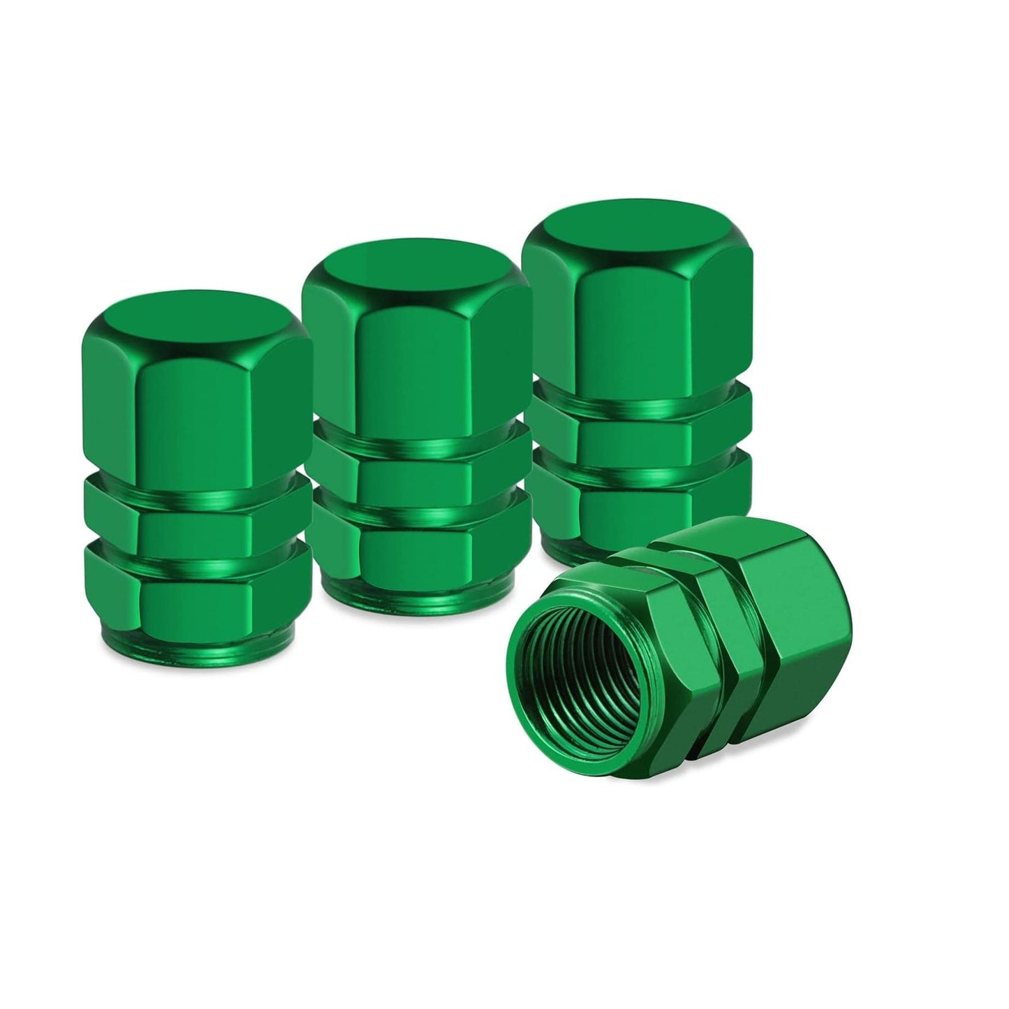 4бр Алуминиеви капачки за вентили на гуми зелени