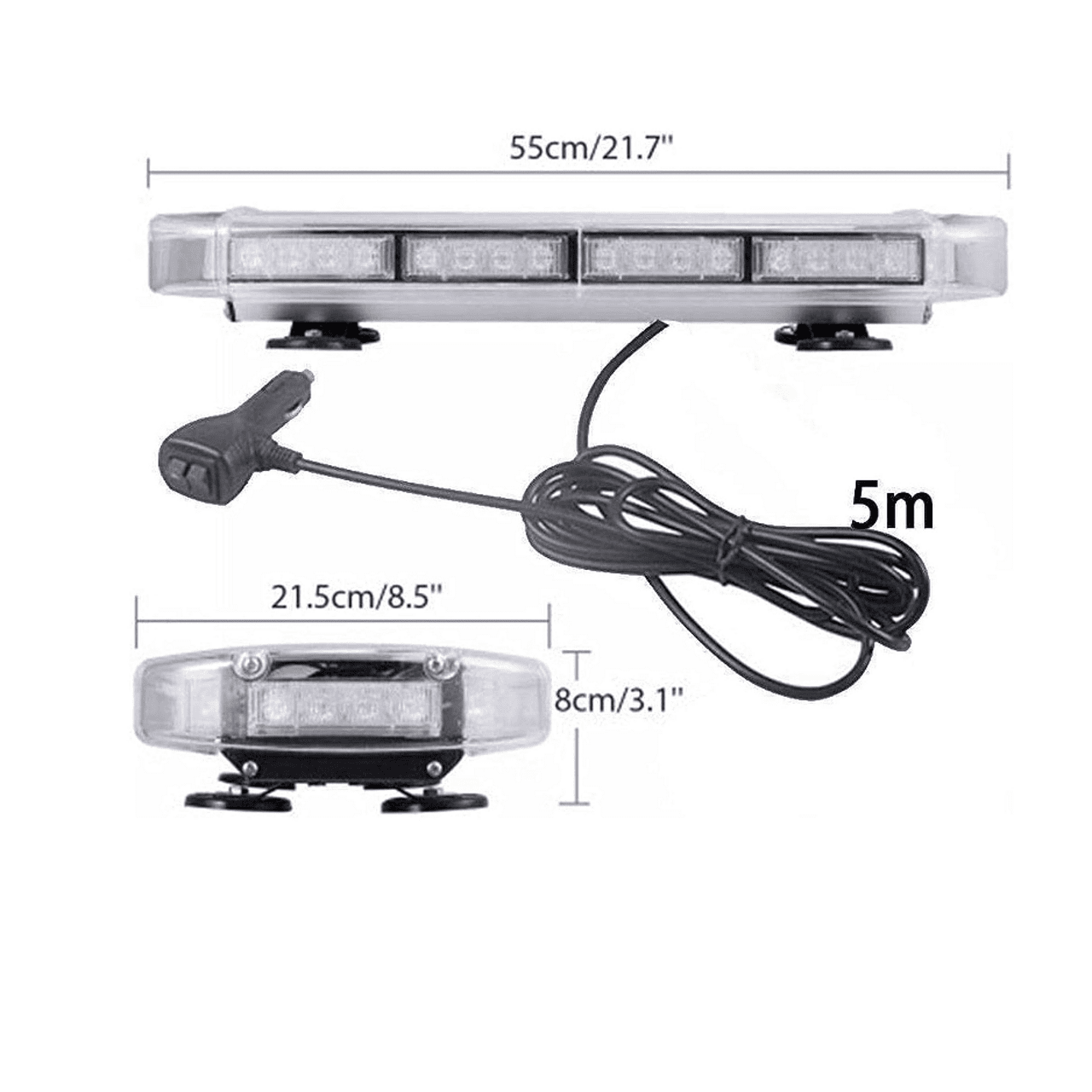 55см LED диодна аварийна сигнална лампа за таван с магнит 12-24V маяк, буркан