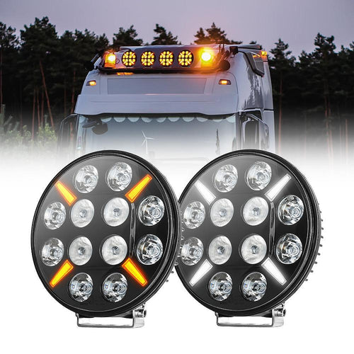 7″ LED фар за камион, джип 120W - мощна светлина с бяла и жълта дневна светлина, IP68