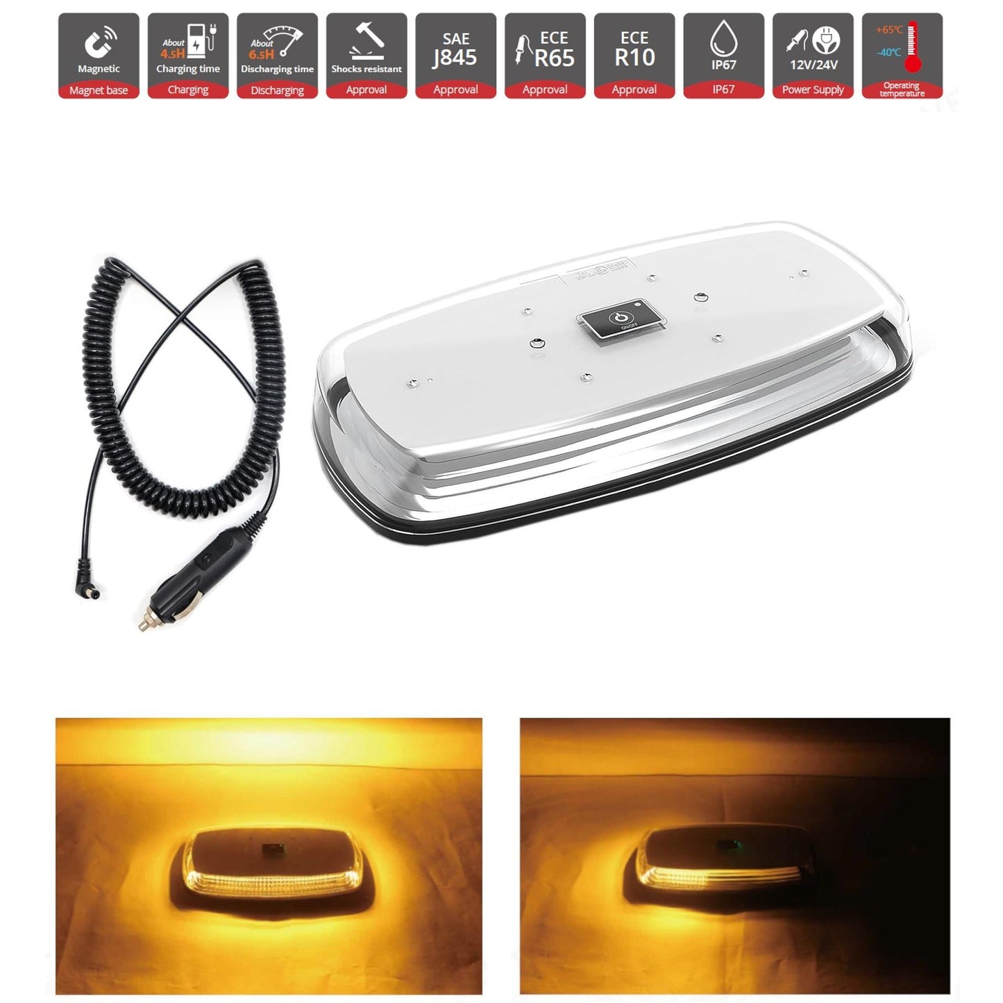 Безжична Wireless /безжична/ LED аварийна лампа, маяк, с презареждаща се батерия, с магнит 12V - 24V, за пътна помощ, платформа, агро техника и др.