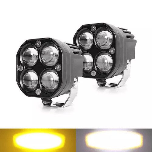 Комплект 2бр 3" 60W квадратни LED работни светлини с бяла и жълта светлина, 12V/24V