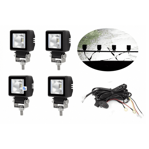 Комплект 4бр LED халогени / работни светлини, основна и дневна (DRL) светлина 12V-24V + подарък инсталация