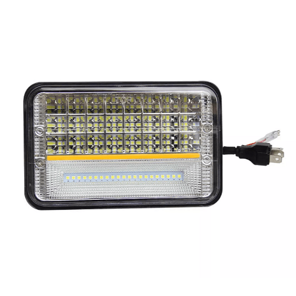 1бр Правоъгълен LED фар 4x6" 70W H4 букса, 3 светлини