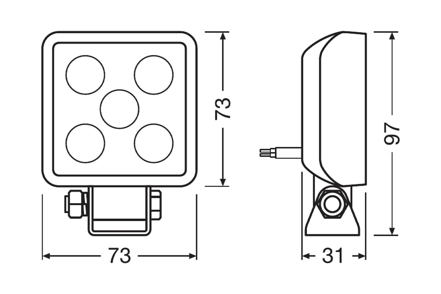 OSRAM Комплект квадратни работни LED халогени CUBE VX70-WD 24W 97x73x31mm лед