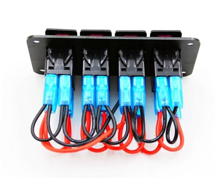 Панел/табло с 4 бутона ON/OFF - универсални, за LED светлини, бар, фарове, лебедки и допълнително оборудване за вграждане 12V - 24V