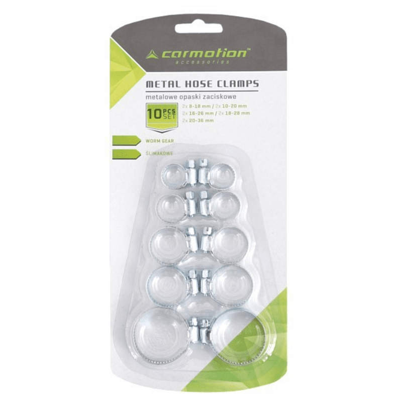 Скоби за маркуч и водни съединения 10бр блистер 8-36мм Carmotion