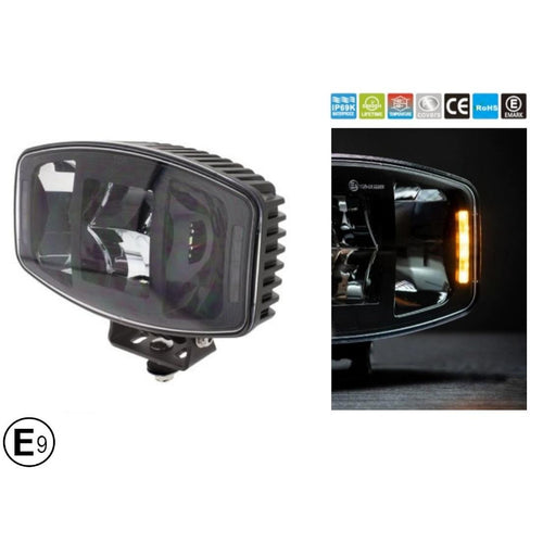 Универсален LED фар 100W 12V/24V с DRL/parking светлина бяло-жълто