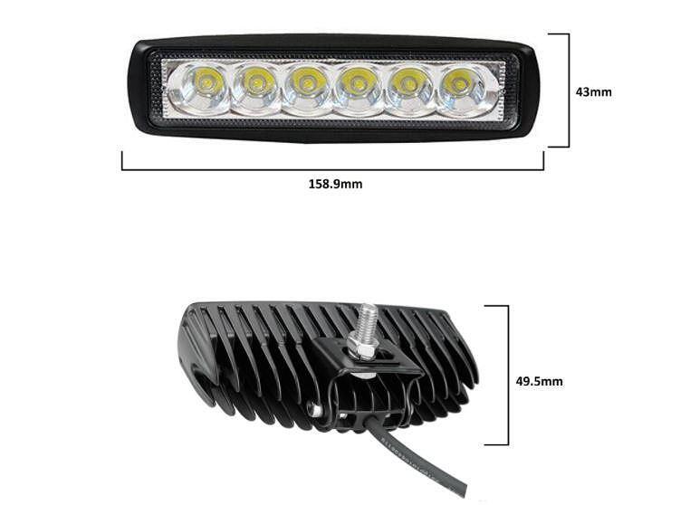 Универсална LED 18W халогенна дневна светлина, работна лампа 12/24V за ролбар, джип, АТВ
