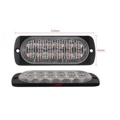 12 LED Аварийна светлина 11см за Пътна Помощ, Жълта Блиц Светлина, Мигаща
