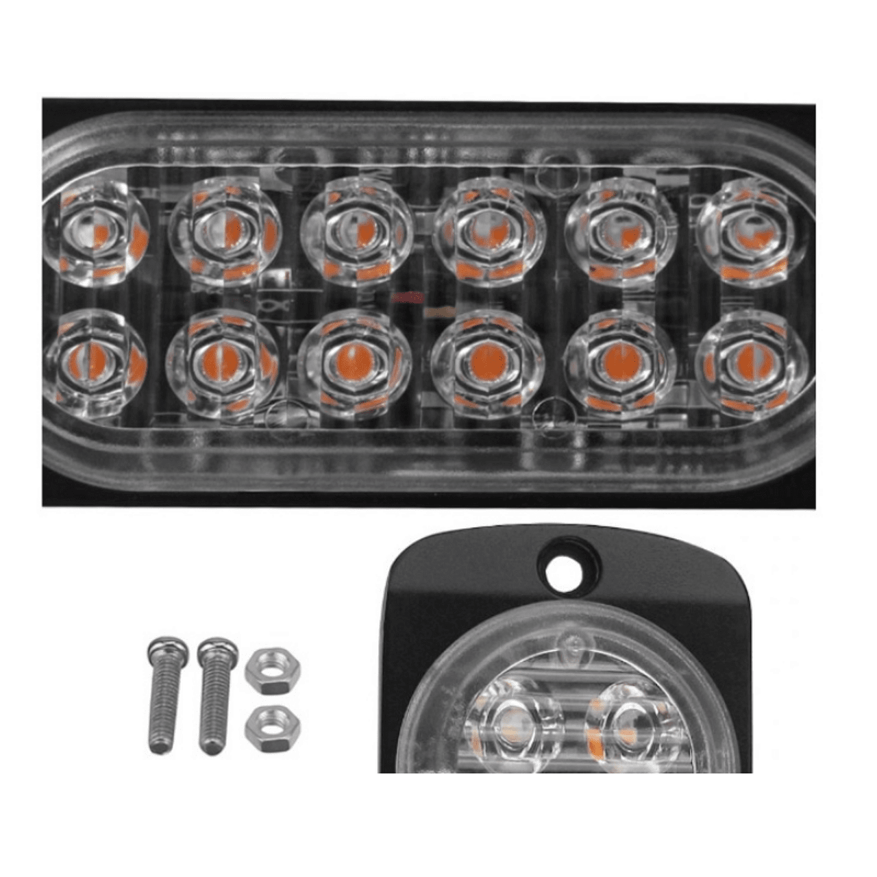 12 LED Аварийна светлина 11см за Пътна Помощ, Жълта Блиц Светлина, Мигаща