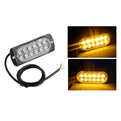 12 LED Аварийна светлина 11см за Пътна Помощ, Жълта Блиц Светлина, Мигаща