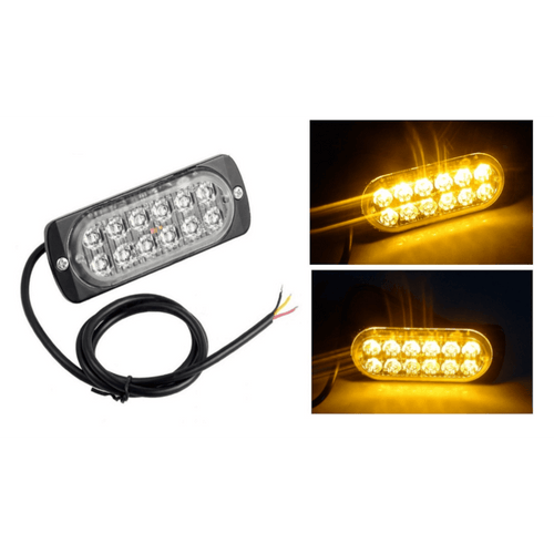 12 LED Аварийна светлина 11см за Пътна Помощ, Жълта Блиц Светлина, Мигаща
