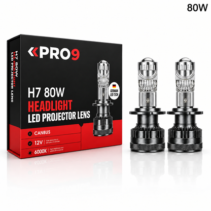 LED крушки PRO9 H7 с лупи 80W 6000K 10000lm 12-24V