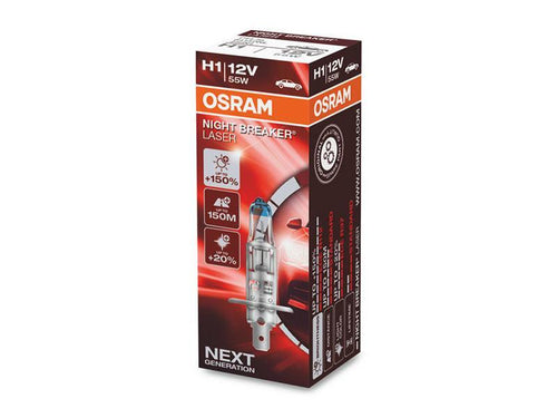 1бр. Халогенна крушка Osram H1 Night Breaker Laser +150% 12V, 55W, P14.5s, 1550lm