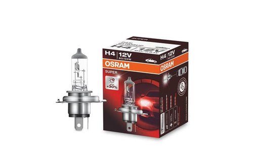 1бр. Халогенна крушка Osram H4 Super 12V, 60/55W, P43t