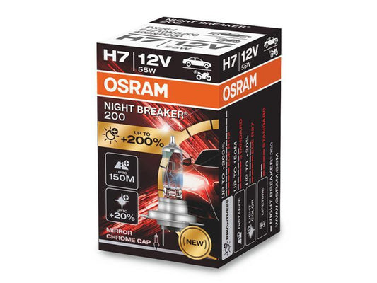 1бр. Халогенна крушка Osram H7 Night Breaker 200 12V, 58W, PX26D, 3550K, 1500lm