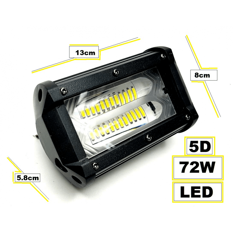 LED халоген 5" (13см) 72W 5D с лупа 12V/24V Мощен прожектор