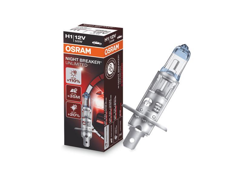 1бр Халогенна крушка Osram H1 Night Breaker Unlimited 12V, 55W, P14.5s