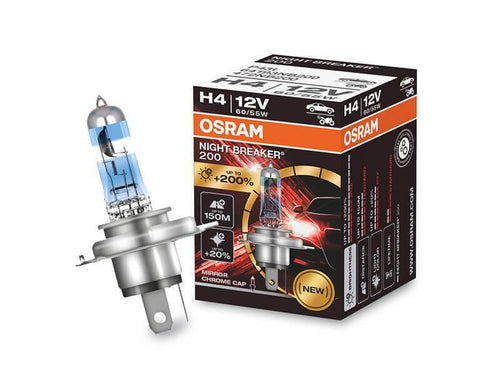1бр Халогенна крушка Osram H4 Night Breaker 200 12V, 75/68W, P14t, 3900K, 1650/1000lm