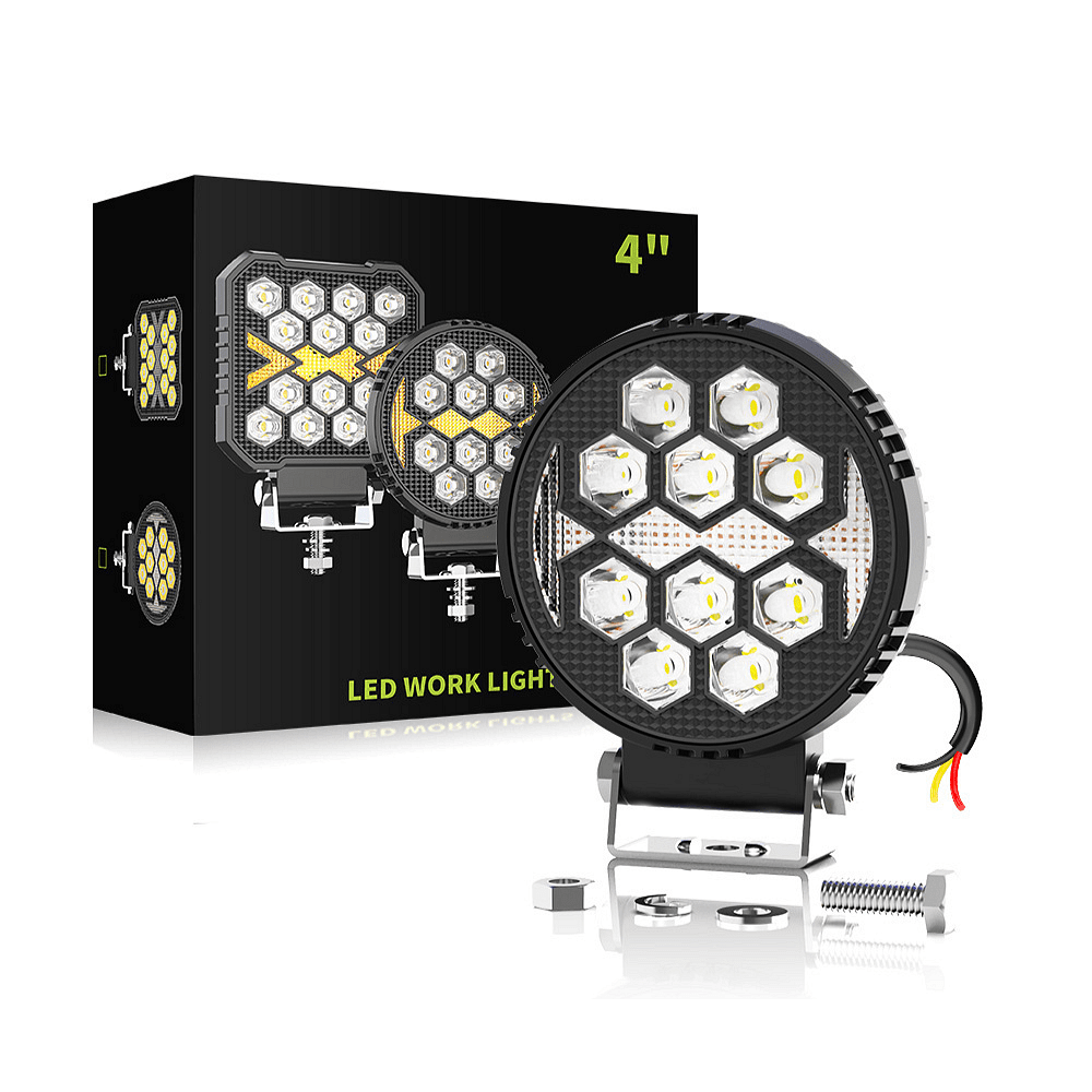 1бр кръгъл LED фар 4"/10.5см 40W, 6000lm – Бяла светлина + Оранжев блиц/габарит