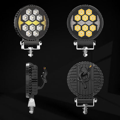 1бр кръгъл LED фар 4"/10.5см 40W, 6000lm – Бяла светлина + Оранжев блиц/габарит