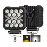 1бр квадратен LED фар 10.5см 40W, 6000lm – Бяла светлина + Оранжев блиц/габарит