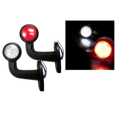 2 броя LED Диодни Странични Рогчета, Маркери, Габарити, Светлини За Камион, Тир, Ремарке, Платформа 12V-24V Бяло-Червено