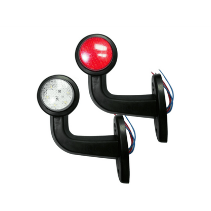 2 броя LED Диодни Странични Рогчета, Маркери, Габарити, Светлини За Камион, Тир, Ремарке, Платформа 12V-24V Бяло-Червено