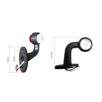 2 броя LED Диодни Странични Рогчета, Маркери, Габарити, Светлини За Камион, Тир, Ремарке, Платформа 12V-24V Бяло-Червено