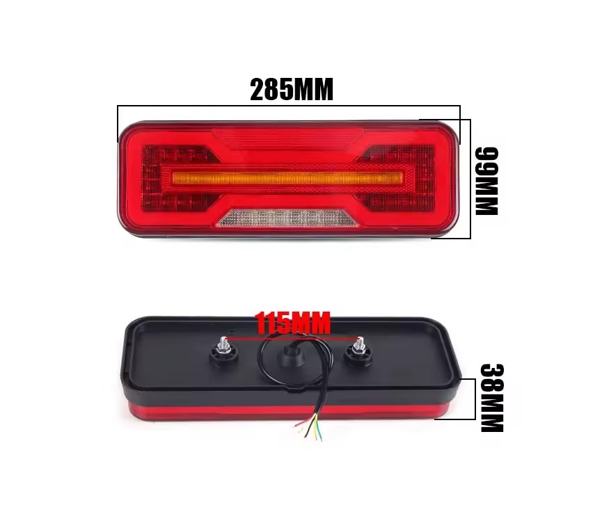 Универсални LED Стопове 12V 24V с Бягащ Мигач, Стоп, Габарит и Заден Ход E9 Сертифицирани Комплект от 2 броя
