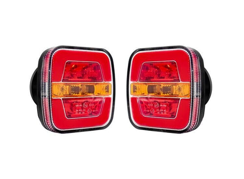 Комплект Безжични Преносими Диодни Лед Led Стопове Wireless с Магнит Неон Neon Ефект 12-24V 108mm х 102mm x 46mm E9 за Ремарке Каравана Платформа и др.