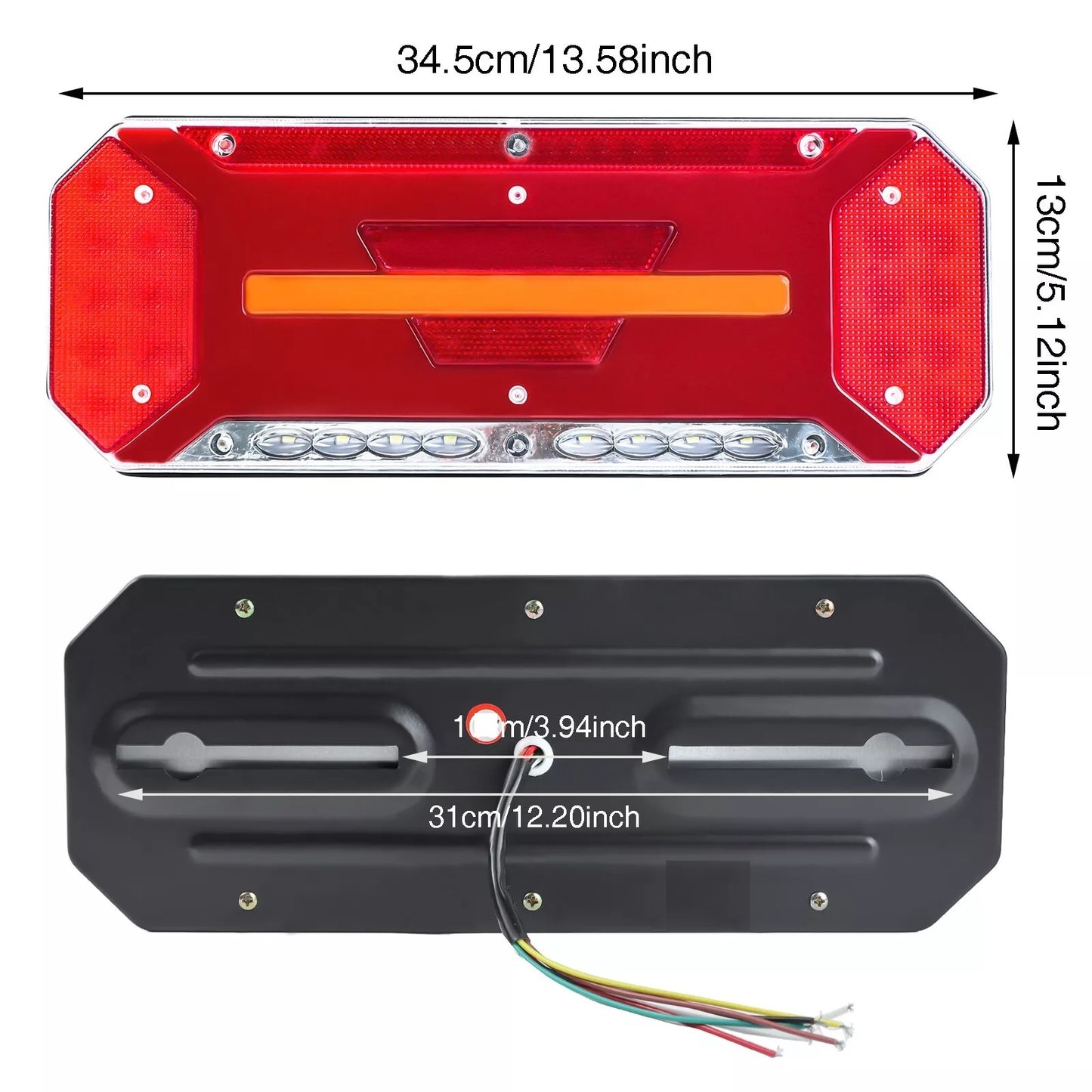 Комплект Диодни Лед LED Стопове 5 функции с Динамичен Бягащ Мигач 12 - 24V 346mm x 130mm