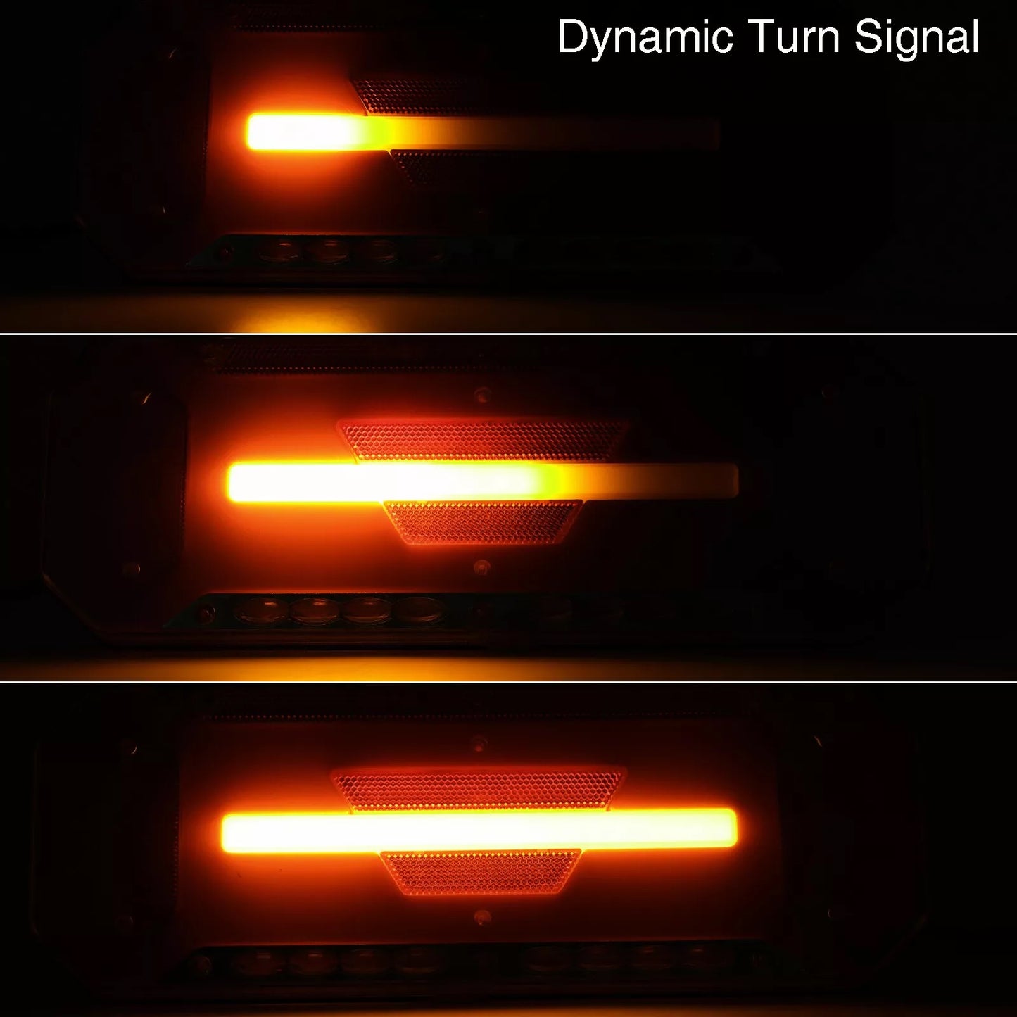 Комплект Диодни Лед LED Стопове 5 функции с Динамичен Бягащ Мигач 12 - 24V 346mm x 130mm