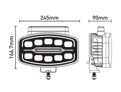 LED Халоген Фар 3 Функции DRL бяла/оранжева светлина с 360° аварийна лампа с 4 функции на премигане 12-24V за джип камион агротехника и др.
