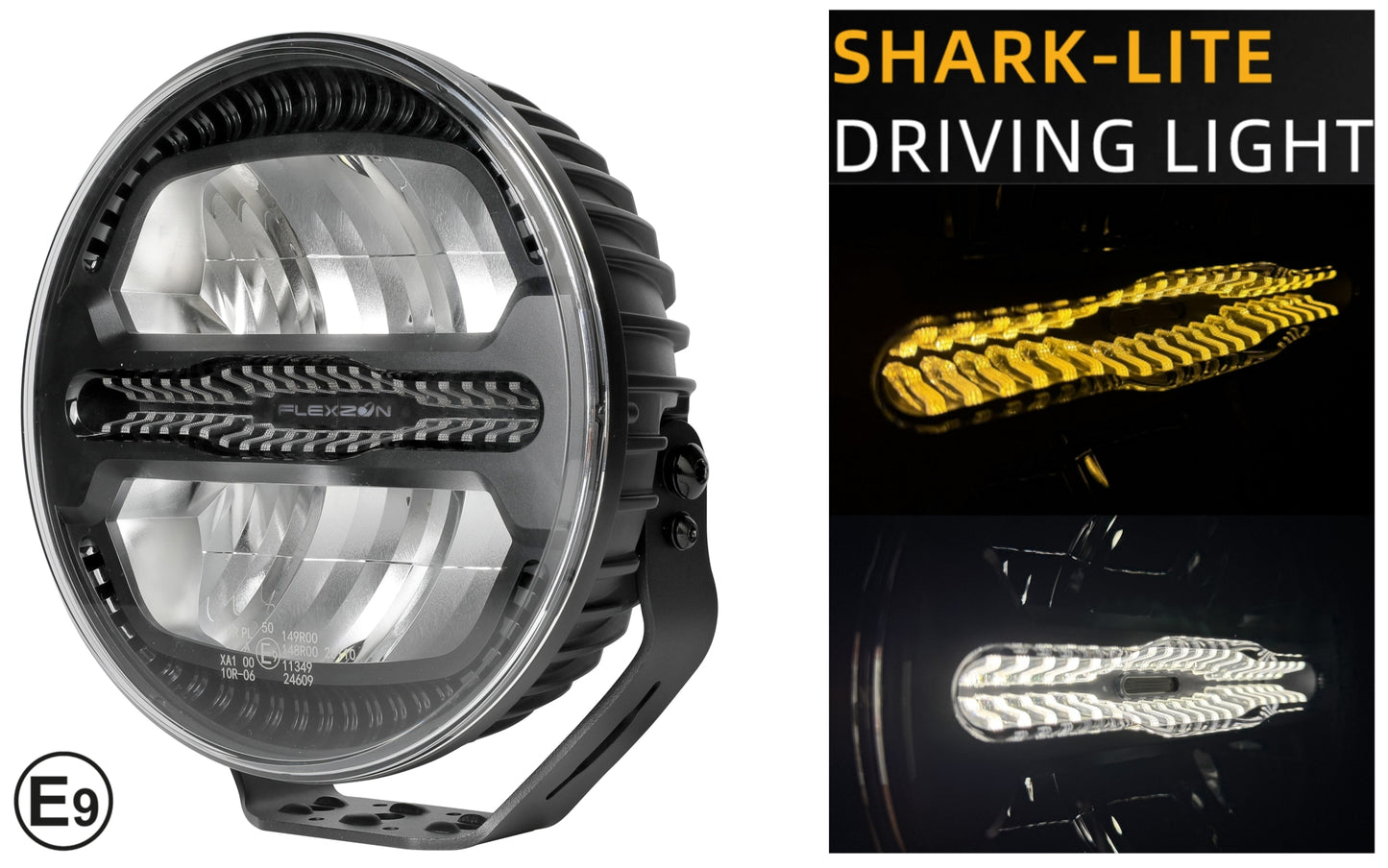 LED комбиниран халоген Flexzon Ø228 мм 12–24V, 175W, 11000 lm, оранжев/бял DRL и аварийна блиц светлина с 4 режима, E-mark, IP67/69K