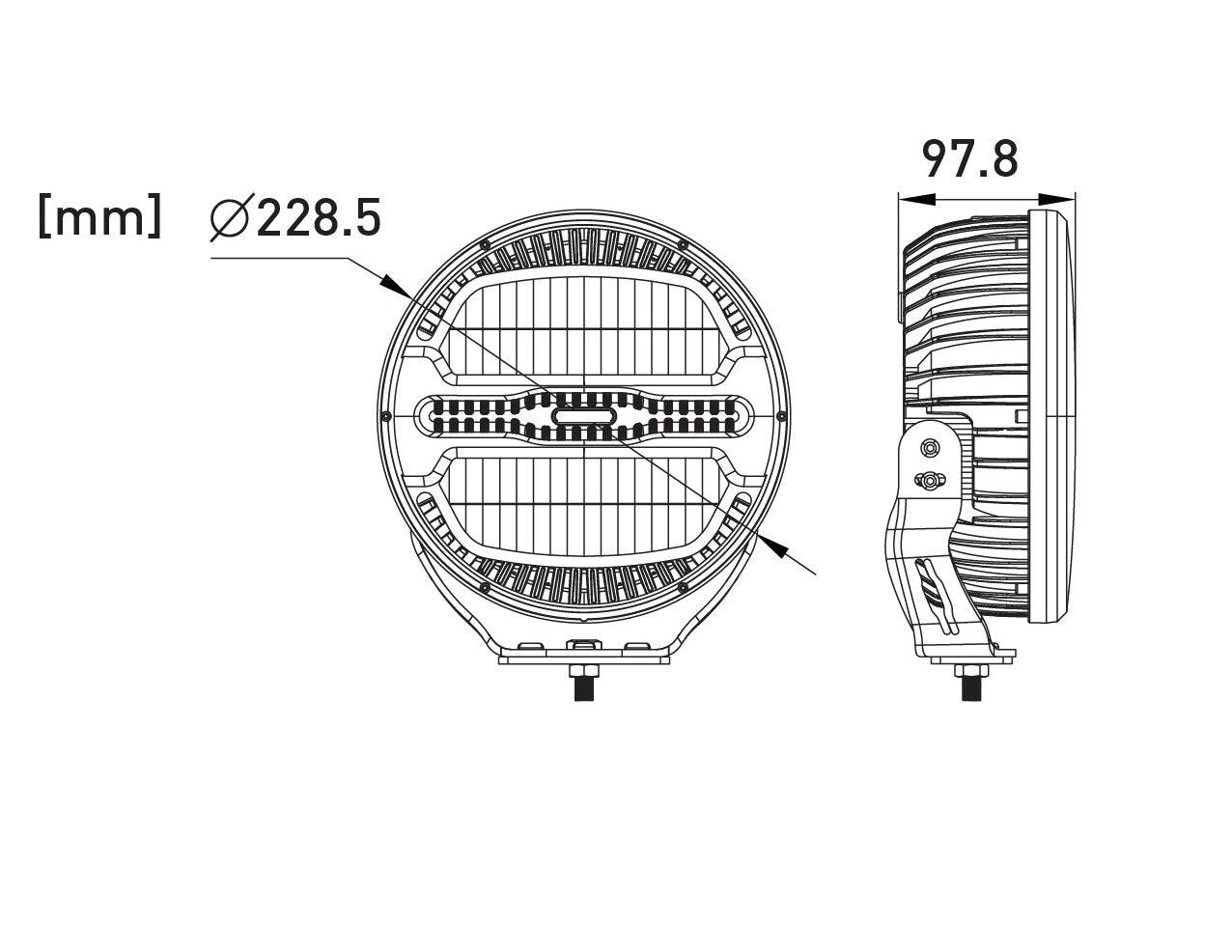 LED комбиниран халоген Flexzon Ø228 мм 12–24V, 175W, 11000 lm, оранжев/бял DRL и аварийна блиц светлина с 4 режима, E-mark, IP67/69K