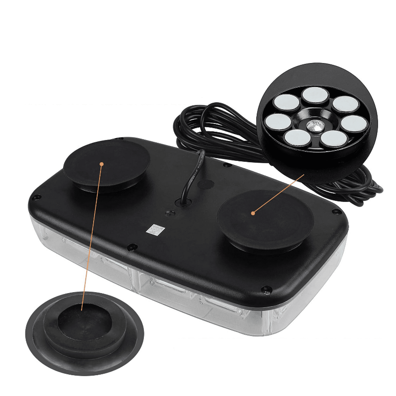 28см Авариен LED буркан - сигнална лампа с магнит, 15 режима, 12V-24V, бяло стъкло