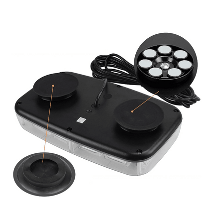 28см Авариен LED буркан - сигнална лампа с магнит, 15 режима, 12V-24V, бяло стъкло