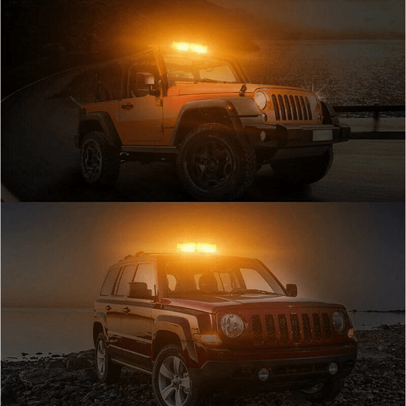 28см Авариен LED буркан - сигнална лампа с магнит, 15 режима, 12V-24V, бяло стъкло