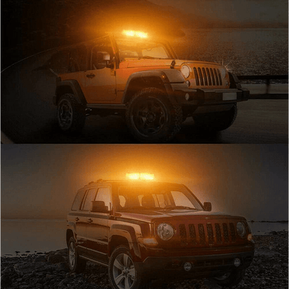 28см Авариен LED буркан - сигнална лампа с магнит, 15 режима, 12V-24V, бяло стъкло