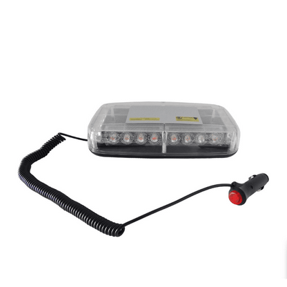 28см Авариен LED буркан - сигнална лампа с магнит, 15 режима, 12V-24V, бяло стъкло