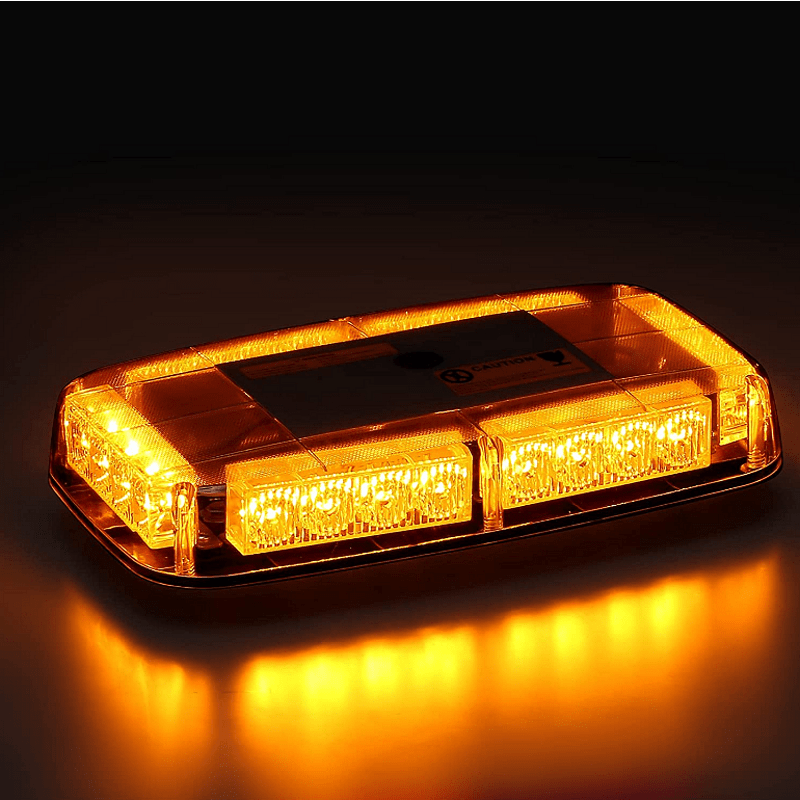 28см Авариен LED буркан - сигнална лампа с магнит, 15 режима, 12V-24V, бяло стъкло