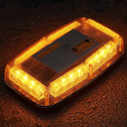 28см Авариен LED буркан - сигнална лампа с магнит, 15 режима, 12V-24V, бяло стъкло