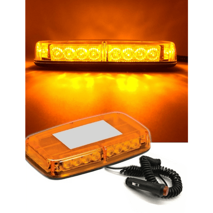 28см Авариен LED буркан - сигнална лампа с магнит, 15 режима, 12V-24V, оранжево стъкло