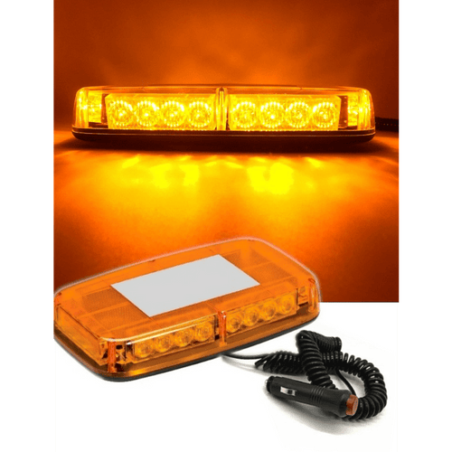 28см Авариен LED буркан - сигнална лампа с магнит, 15 режима, 12V-24V, оранжево стъкло